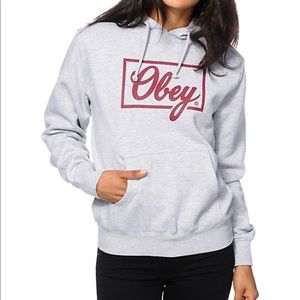 Obey Club Script Grey Hoodie